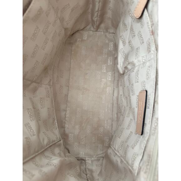 Michael Kors Handbag & Wallet Set Monogram Shiny Peach Tan Leather Gold Plate - Picture 8 of 16